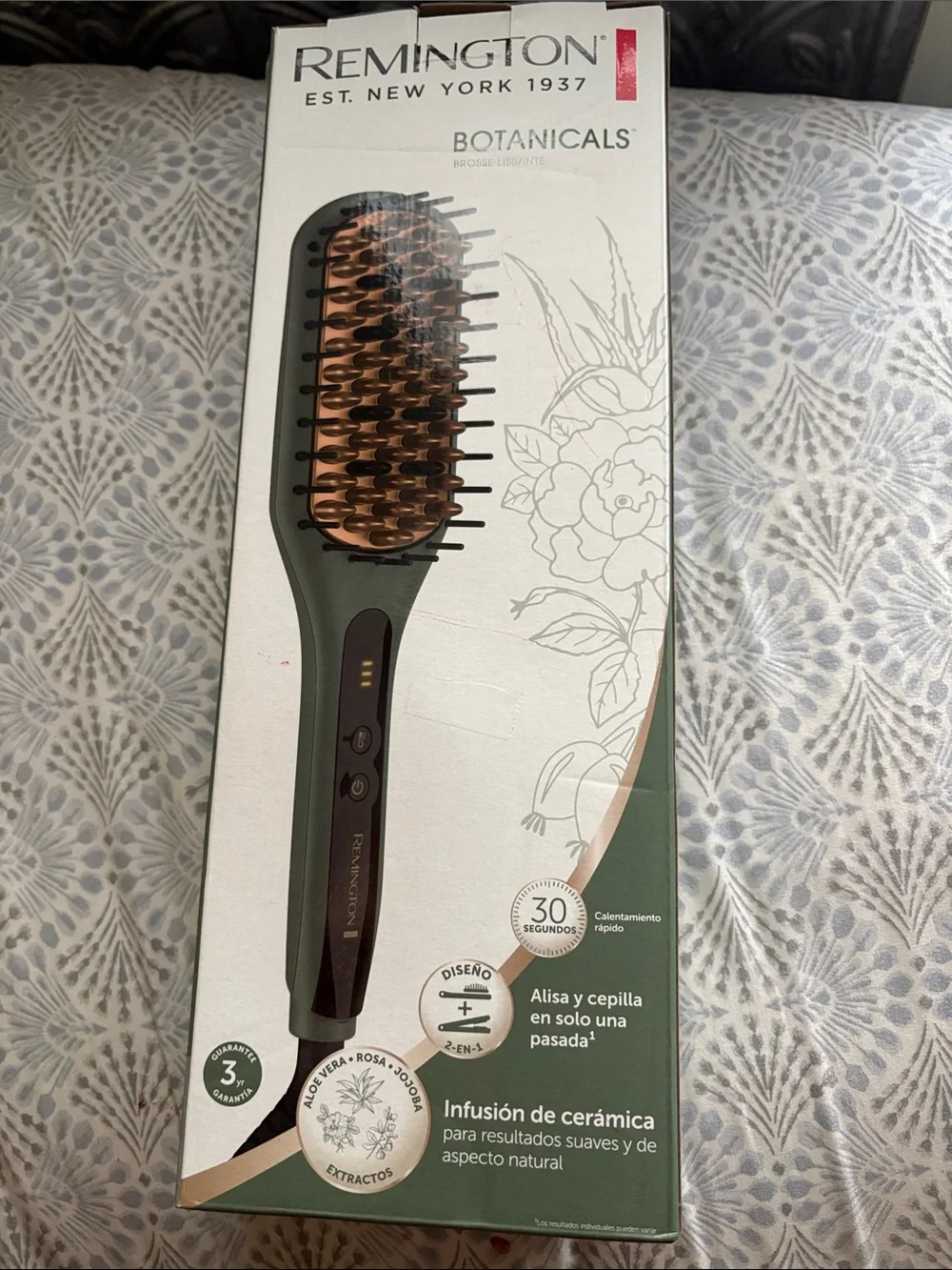Remington Botanicals Ceramic Hair Straightening Brush - Green and Copper